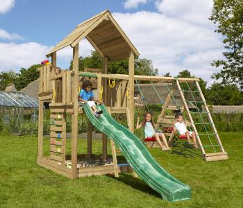 Jungle Palace | Koka kāpšanas konstrukcija ar šūpolēm & kāpšanas tīklu