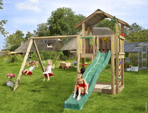 Jungle Chalet | Koka kāpšanas konstrukcija ar dubulto šūpoli