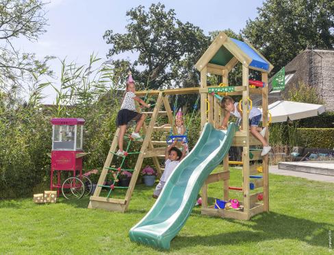 Jungle Patio | Koka kāpšanas konstrukcija ar šūpoli & kāpšanas tīklu
