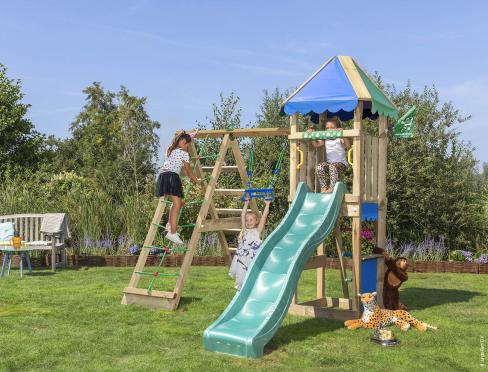 Jungle Cirque | Koka kāpšanas konstrukcija ar šūpoli un kāpšanas tīklu
