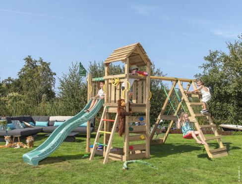 Jungle Safari | Koka kāpšanas konstrukcija ar šūpoli & kāpšanas tīklu