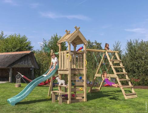 Jungle Teepee | Koka kāpšanas konstrukcija ar šūpoles & kāpšanas tīklu