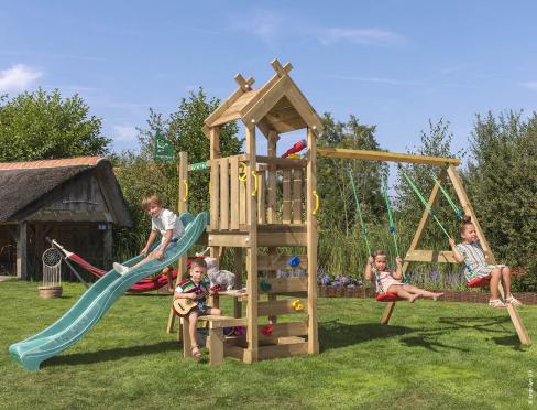 Jungle Teepee | Koka kāpšanas konstrukcija ar dubulto šūpoli