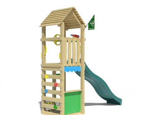 Jungle Nook | Koka kāpšanas konstrukcija ar slidkalniņu un tirgus stendu
