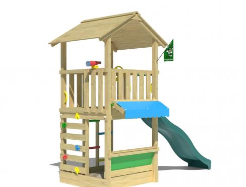 Jungle Vista | Koka kāpšanas konstrukcija ar slīdni & tirgus stendu