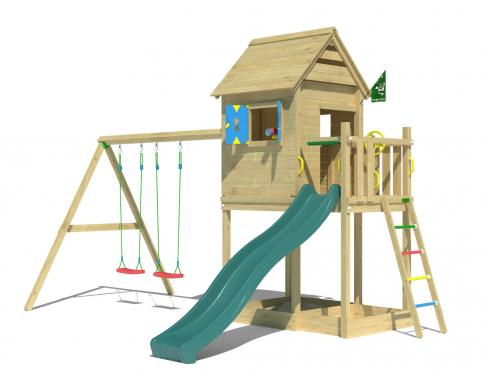 Jungle Hideout | Koka kāpšanas konstrukcija ar dubulto šūpoles