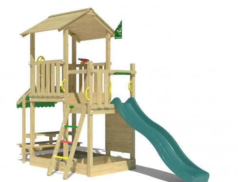 Jungle Keep | Koka kāpšanas konstrukcija ar slīdni & piknika galdu